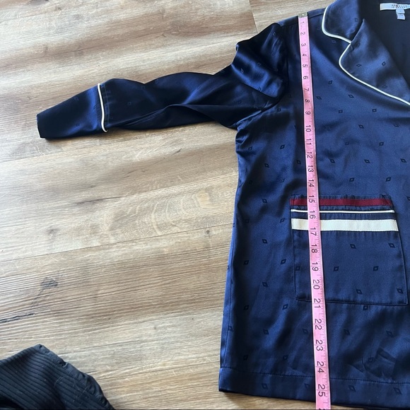 DEREK LAM 10 CROSBY Pajama Blouse Button Down Midnight 12 - Picture 9 of 14